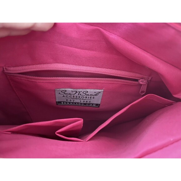 3 for 40$ Sun N Sand Beach Bag Natural Straw round  tote Pink NWT - Picture 7 of 7